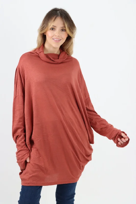 Made In Italy Plain Batwing Oversized Top