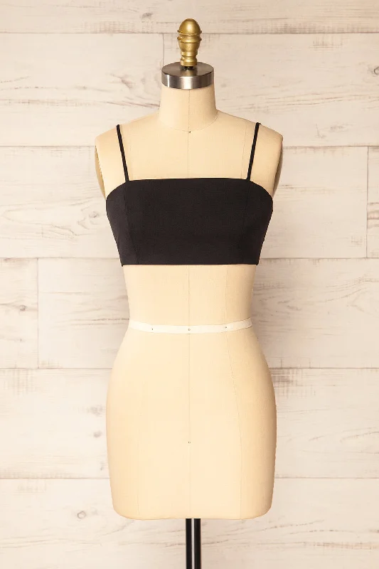 Borvieu | Black Crop Top w/ Elastic Back