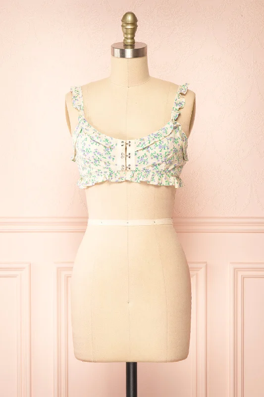 Isolde | Floral Crop Top w/ Front Hooks