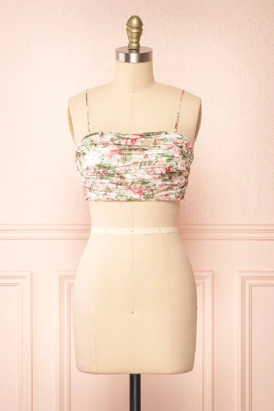 Nanna | Pleated Floral Crop Top