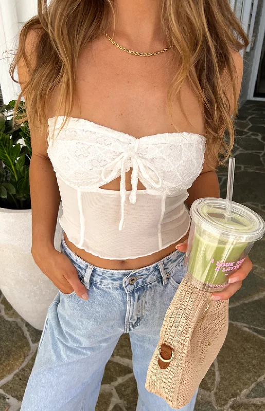 Rilee White Strapless Crop Top