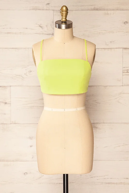 Toluca Green | Lace-Up Back Crop Top