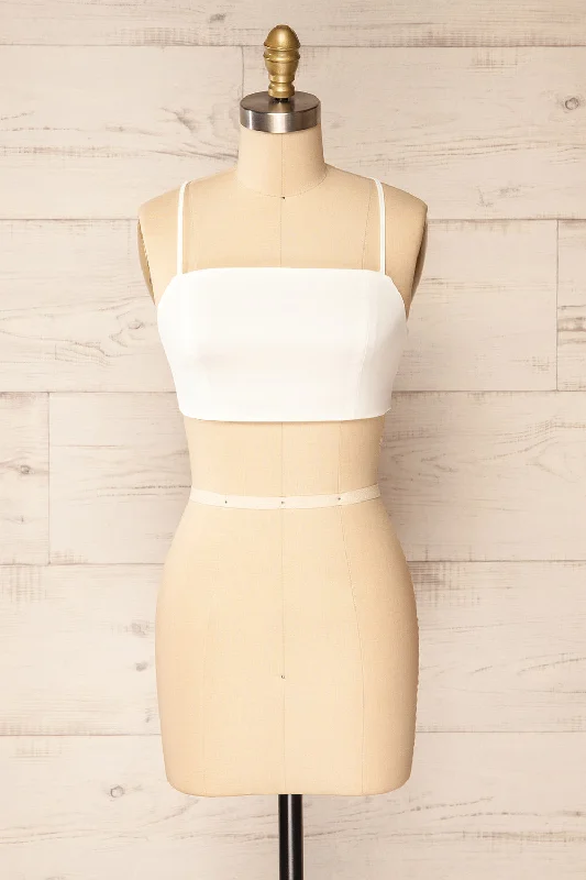 Toluca White | Lace-Up Back Crop Top