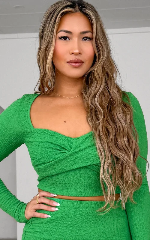 Avenue Crop Top - Green Texture