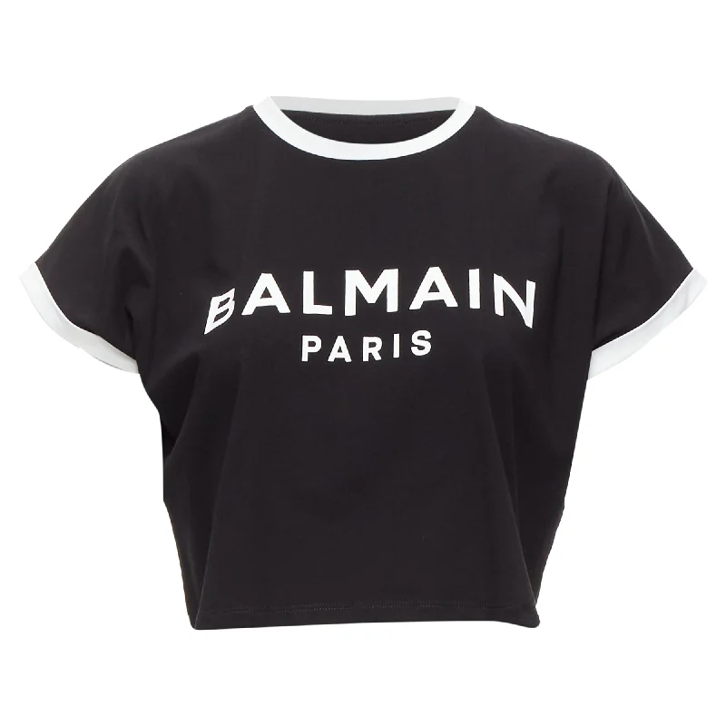 Balmain logo cap short sleeve rr cropped tshirt