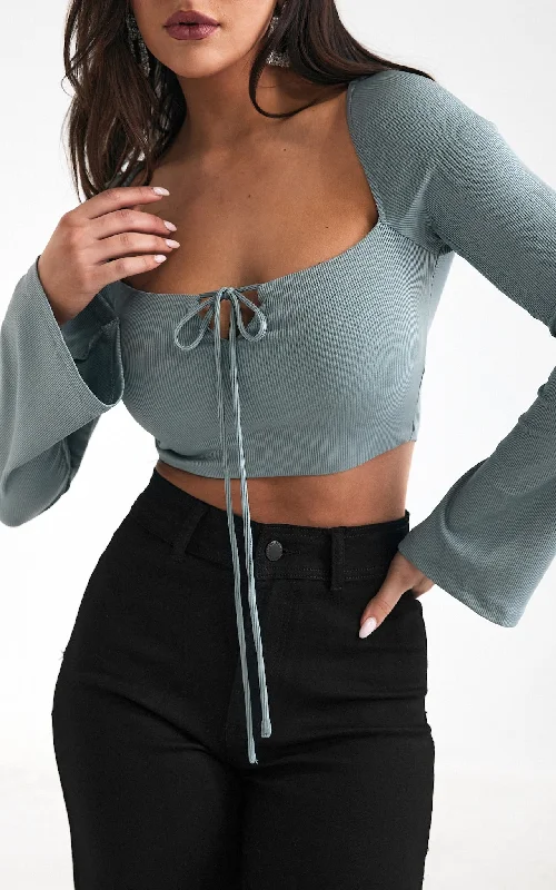 Fletcher Crop Top - Slate Blue Sage