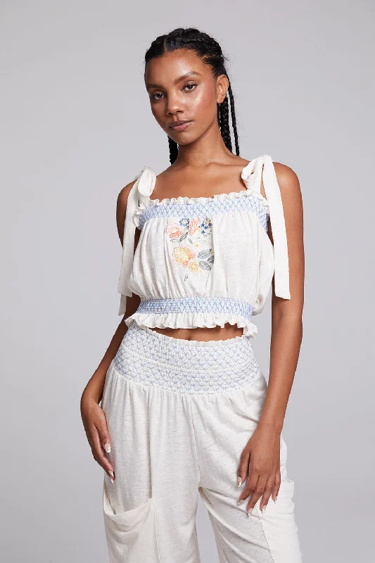 Lirhetta Floral Bouquet Embroidery Crop Top