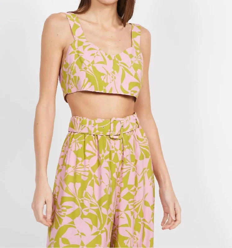 Lula Printed Crop Top In Blush