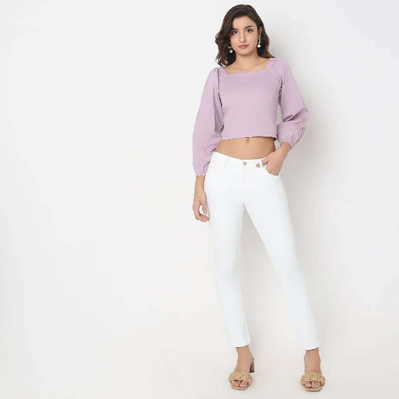 Regular Fit Solid Crop Top