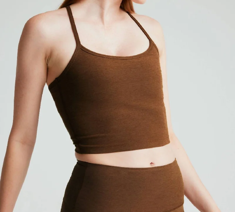 Spacedye Slim Racerback Cropped Tank In Bold Mocha