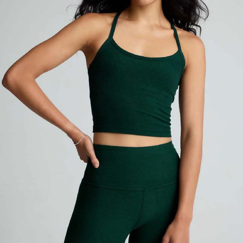 Spacedye Slim Racerback Cropped Tank In Dark Spruce Green Heather