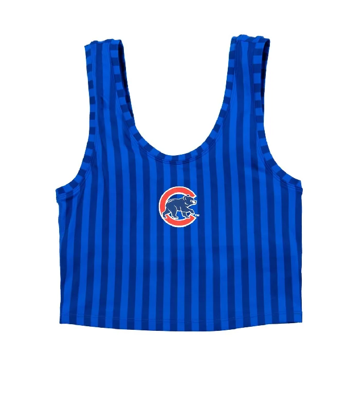 Women's Cubs Chalk Stripe Tlc Crop Top In Blue