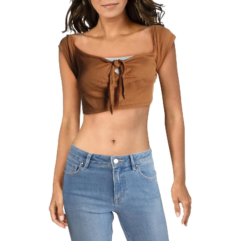 Womens Flutter Sleeves Short Crop Top