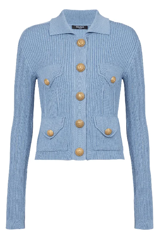 Buttoned Cardigan - Bleu