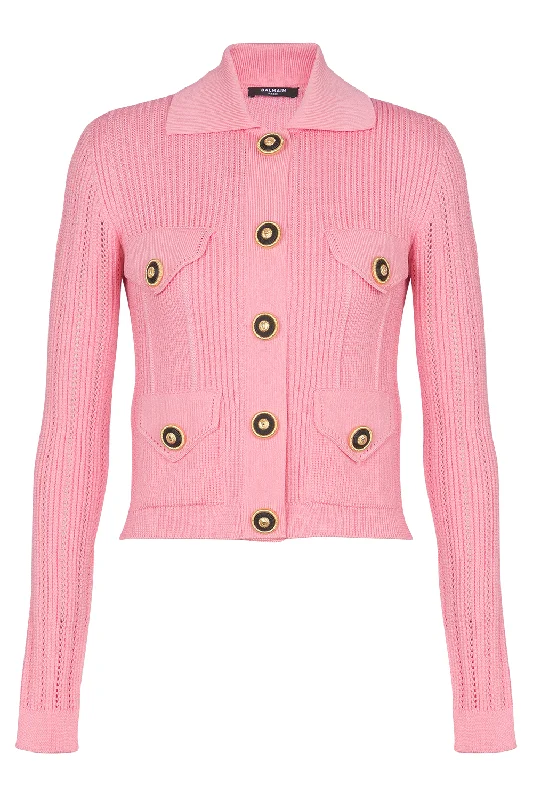 Buttoned Ribbed Cardigan