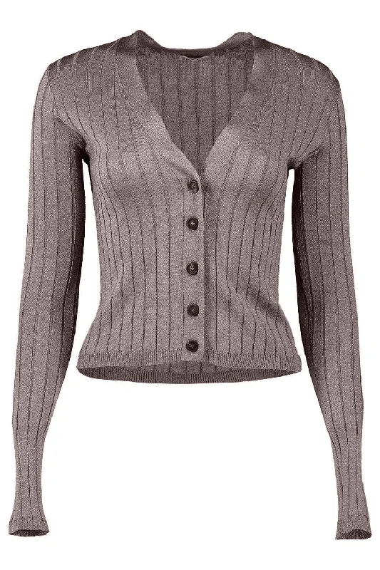 Lurex Wide Ribbed Cardigan