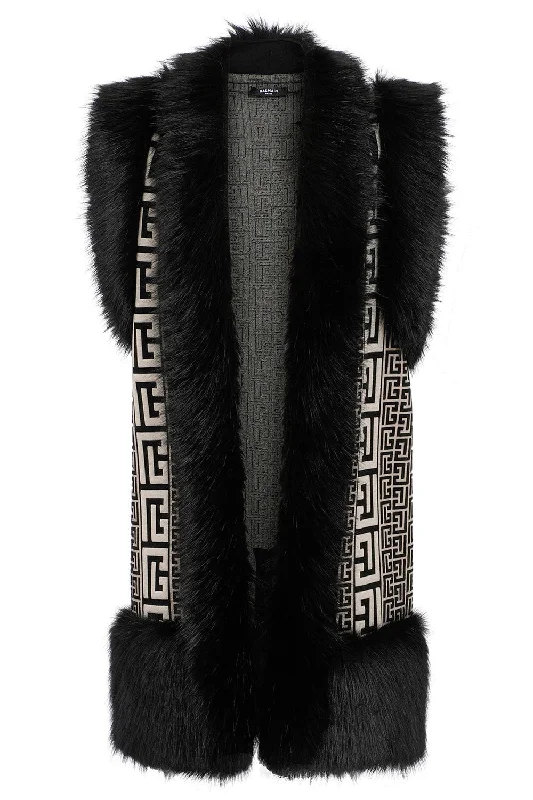 Faux Fur Long Cardigan