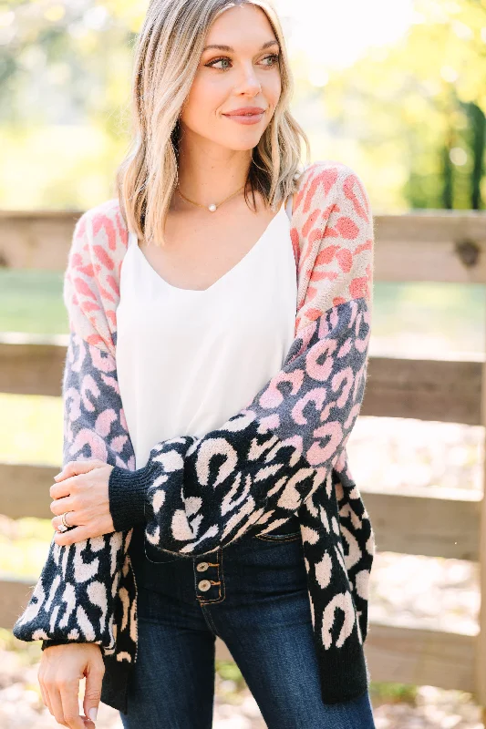 Feeling Alive Charcoal Gray Leopard Cardigan