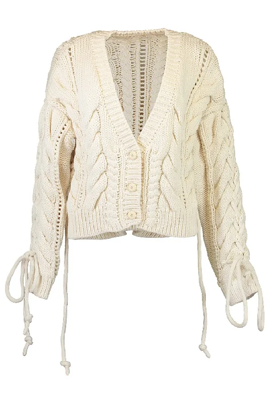 Lace Up Cable Cardigan