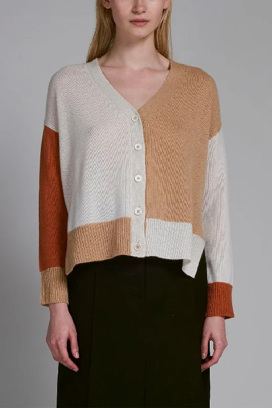 Colour Block Cardigan - Alabaster