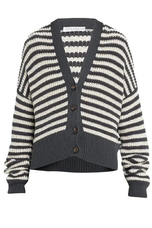 Pailette Striped Cardigan