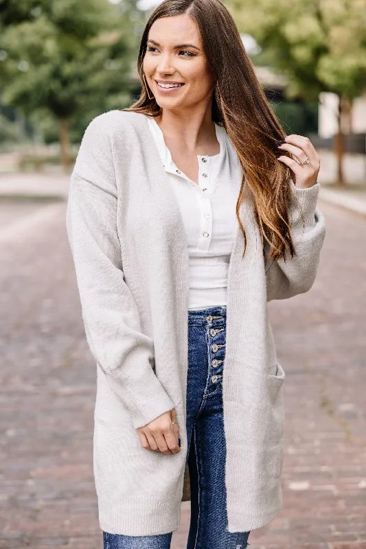 What A Dream Gray Bubble Sleeve Cardigan