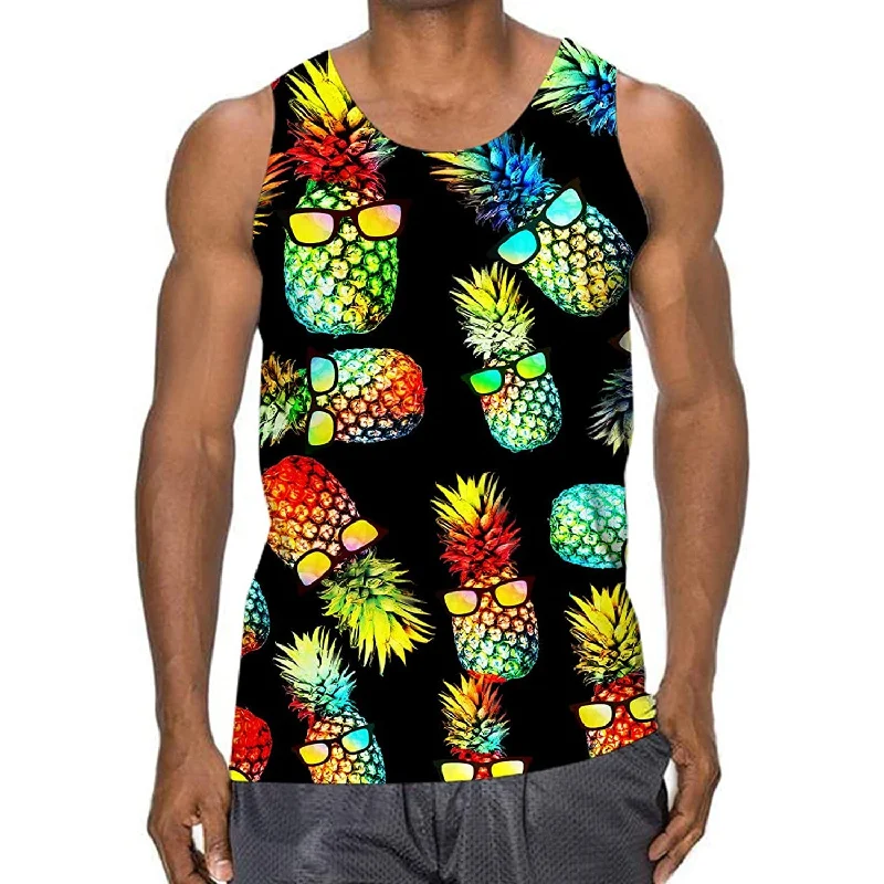 Black Sunglasses Pineapple Funny Tank Top