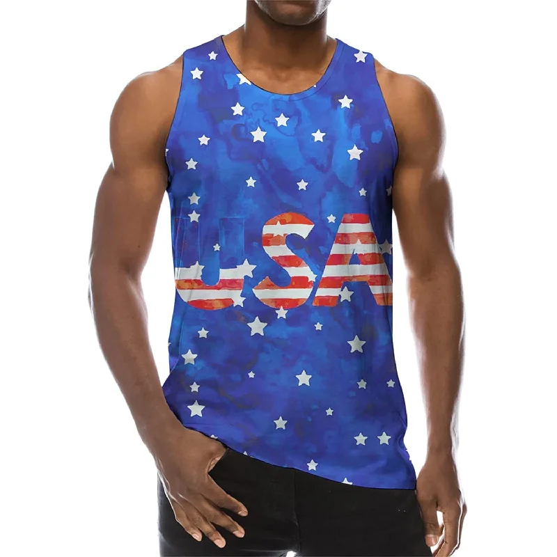 Blue USA Flag Funny Tank Top