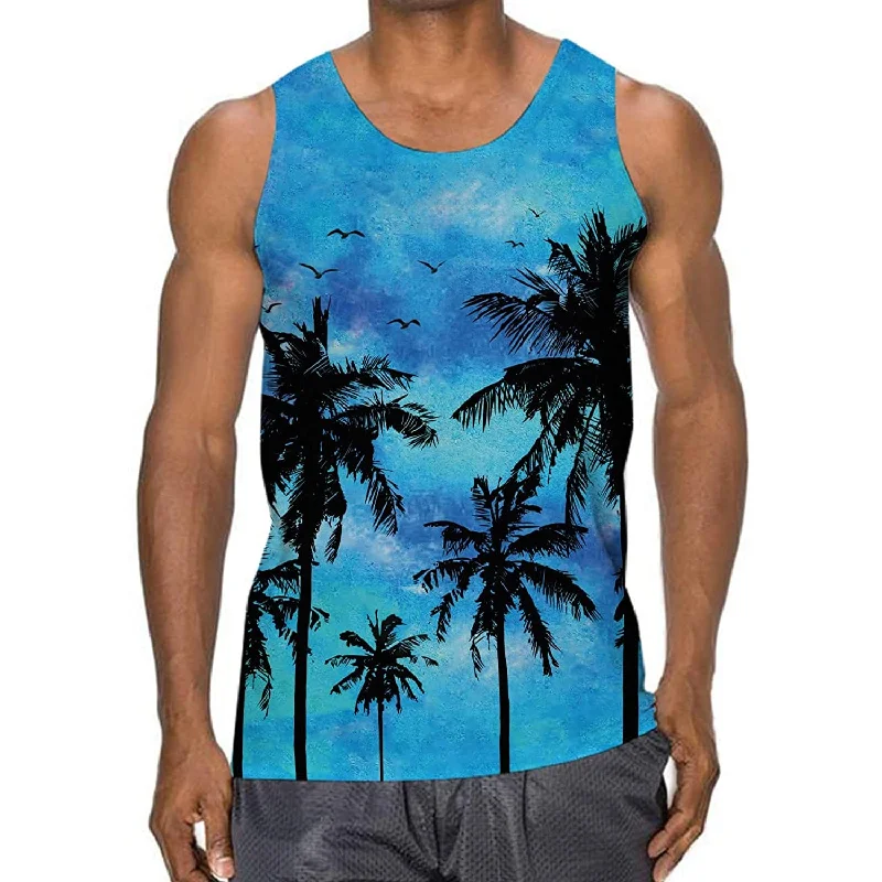 Coconut Tree Blue Funny Tank Top