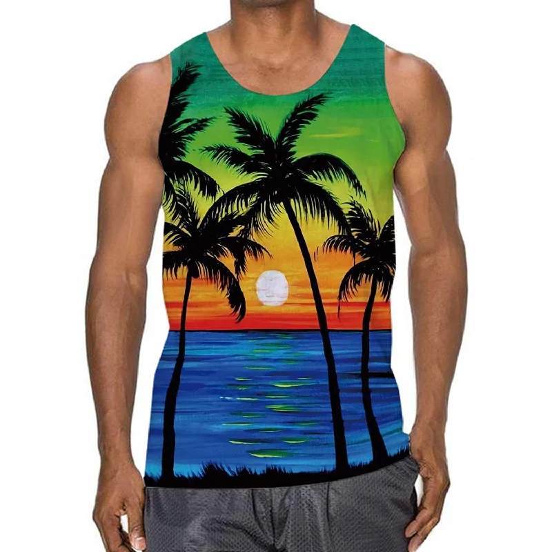 Coconut Tree Sunset Funny Tank Top