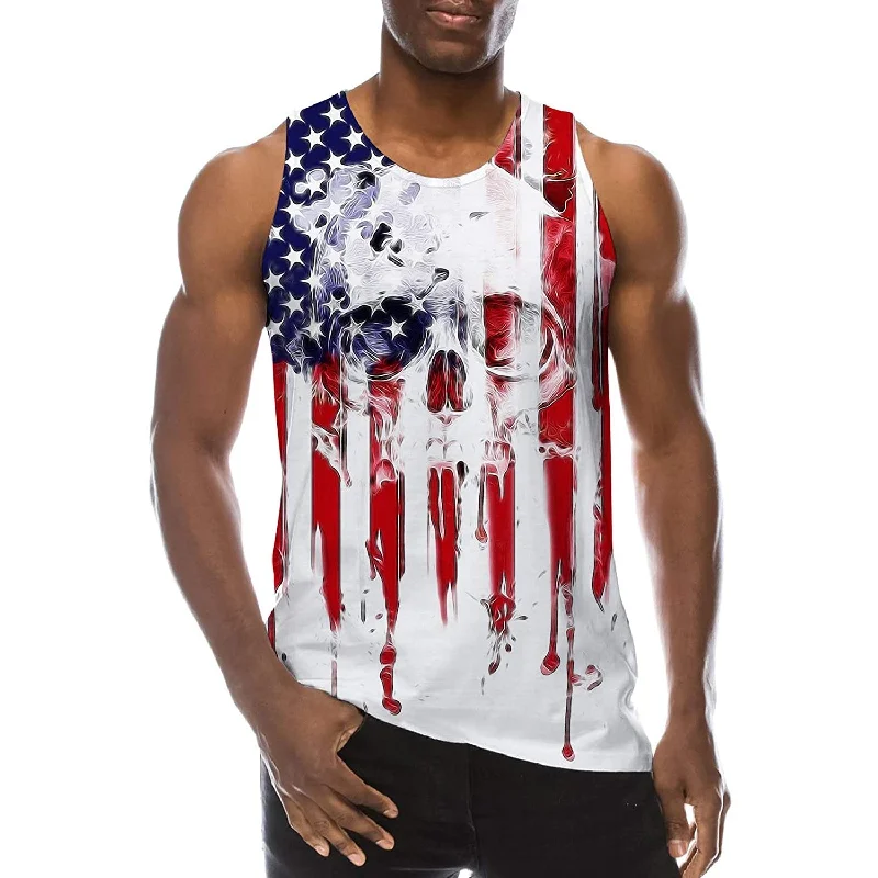 Skull American Flag Funny Tank Top