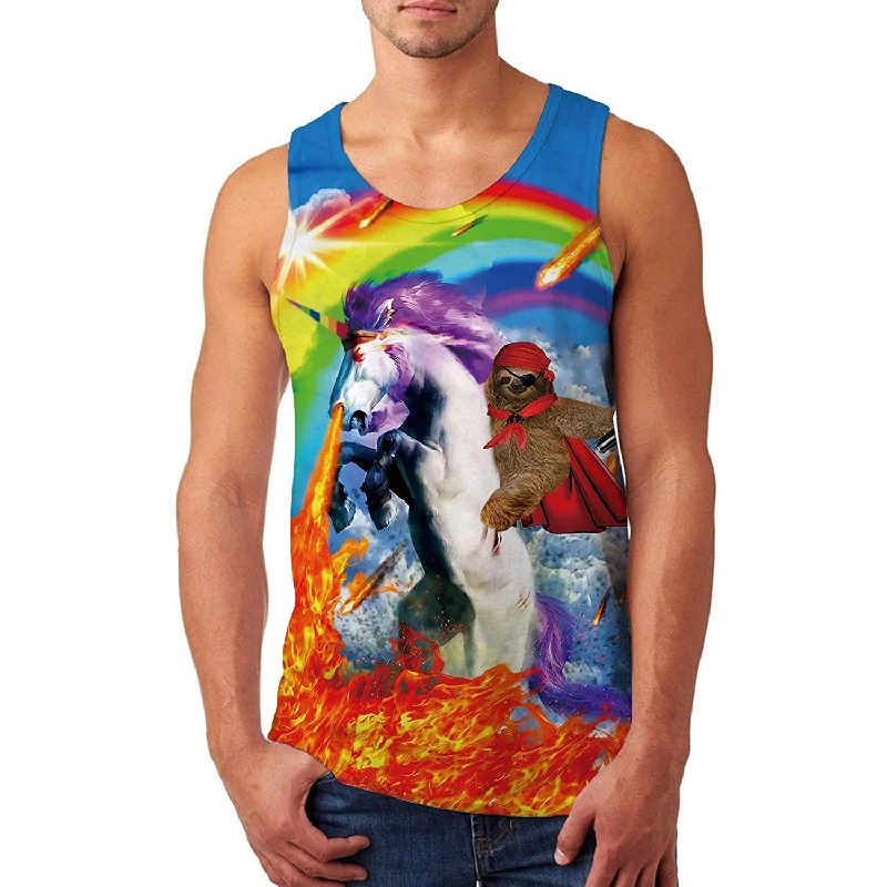 Sloth Riding Unicorn Funny Tank Top