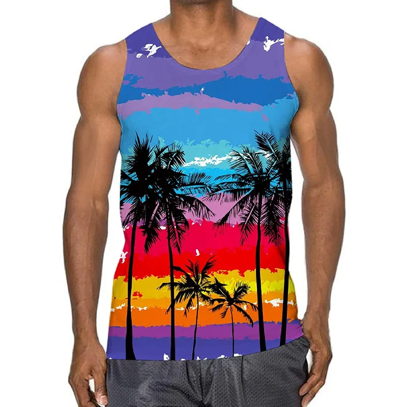 Sunset Coconut Tree Funny Tank Top