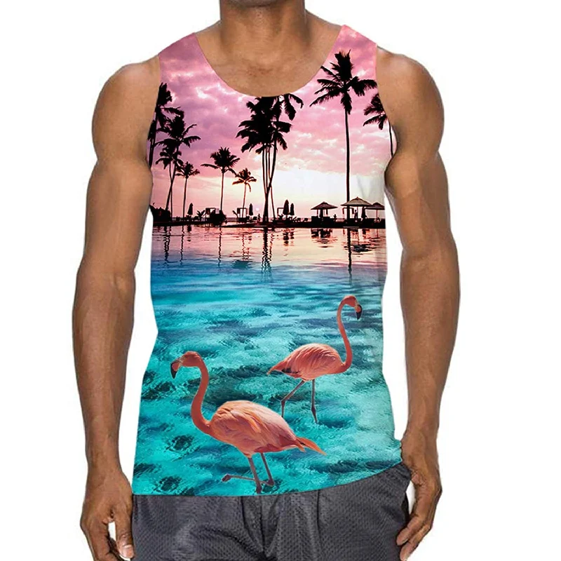 Sunset Flamingo Funny Tank Top