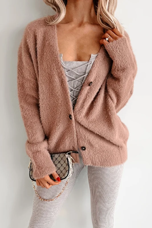 DOORBUSTER What Could Be Better Fuzzy Cardigan (Mauve)